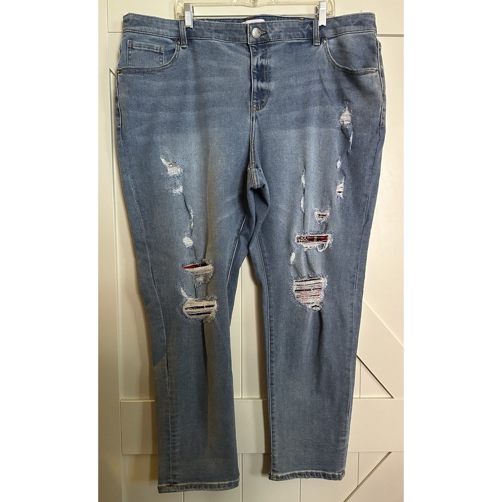 Lane Bryant Jeans Flex‎ Magic Waistband Mid Rise Boyfriend Distressed Sz 22
